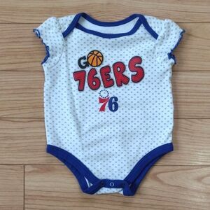 NBA Go 76ers Short Sleeve White Cotton Bodysuit Size 6-9 Months